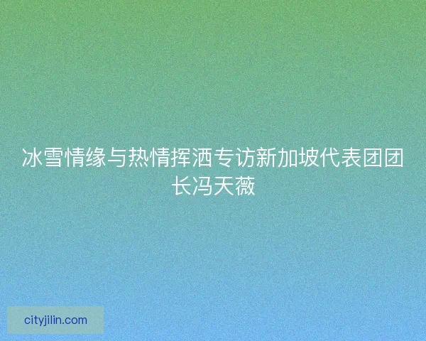 冰雪情缘与热情挥洒专访新加坡代表团团长冯天薇